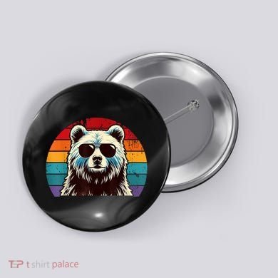 Cool Retro Bear In Sunglasses 70s 80s 90s Novelty Funny Bear Button