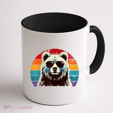 Cool Retro Bear In Sunglasses 70s 80s 90s Novelty Funny Bear Coffee Mug back