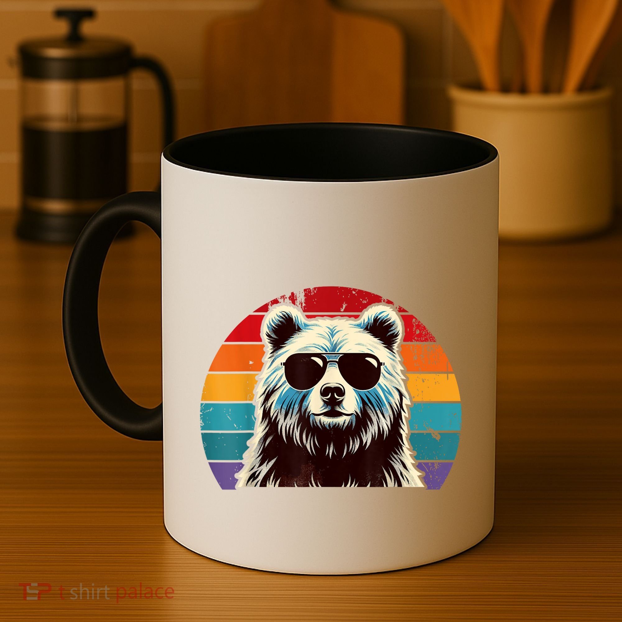Cool Retro Bear In Sunglasses 70s 80s 90s Novelty Funny Bear Coffee Mug