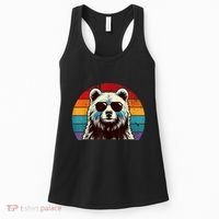Cool Retro Bear In Sunglasses 70s 80s 90s Novelty Funny Bear Women's Tank Top thumb 0