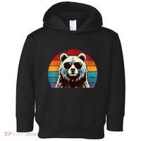 Cool Retro Bear In Sunglasses 70s 80s 90s Novelty Funny Bear Toddler Hoodie thumb 0