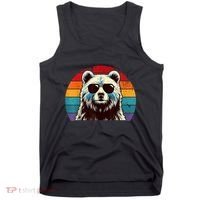 Cool Retro Bear In Sunglasses 70s 80s 90s Novelty Funny Bear Tank Top thumb 0