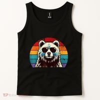 Cool Retro Bear In Sunglasses 70s 80s 90s Novelty Funny Bear Tank Top thumb 2