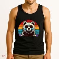 Cool Retro Bear In Sunglasses 70s 80s 90s Novelty Funny Bear Tank Top thumb 3