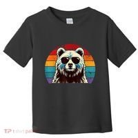 Cool Retro Bear In Sunglasses 70s 80s 90s Novelty Funny Bear Toddler T-Shirt thumb 0