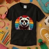 Cool Retro Bear In Sunglasses 70s 80s 90s Novelty Funny Bear Kids T-Shirt thumb 3