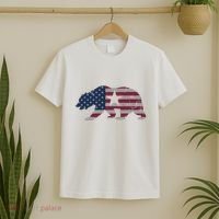 California Republic Bear American Flag 4th Of July Usa T-Shirt thumb 2
