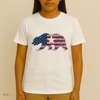 California Republic Bear American Flag 4th Of July Usa T-Shirt thumb 4