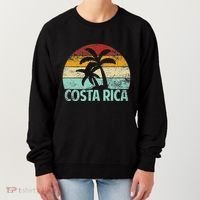 Costa Rica Beach Sunset Palm Tree Retro Vacation Costa Rica Women's Sweatshirt thumb 0
