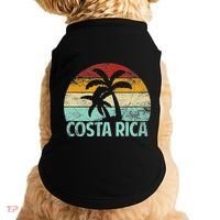 Costa Rica Beach Sunset Palm Tree Retro Vacation Costa Rica Doggie Tank thumb 0
