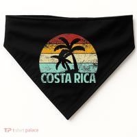 Costa Rica Beach Sunset Palm Tree Retro Vacation Costa Rica USA-Made Doggie Bandana thumb 0