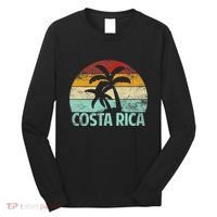 Costa Rica Beach Sunset Palm Tree Retro Vacation Costa Rica Long Sleeve Shirt thumb 0