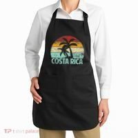 Costa Rica Beach Sunset Palm Tree Retro Vacation Costa Rica Apron thumb 2