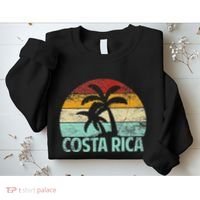 Costa Rica Beach Sunset Palm Tree Retro Vacation Costa Rica Sweatshirt thumb 2