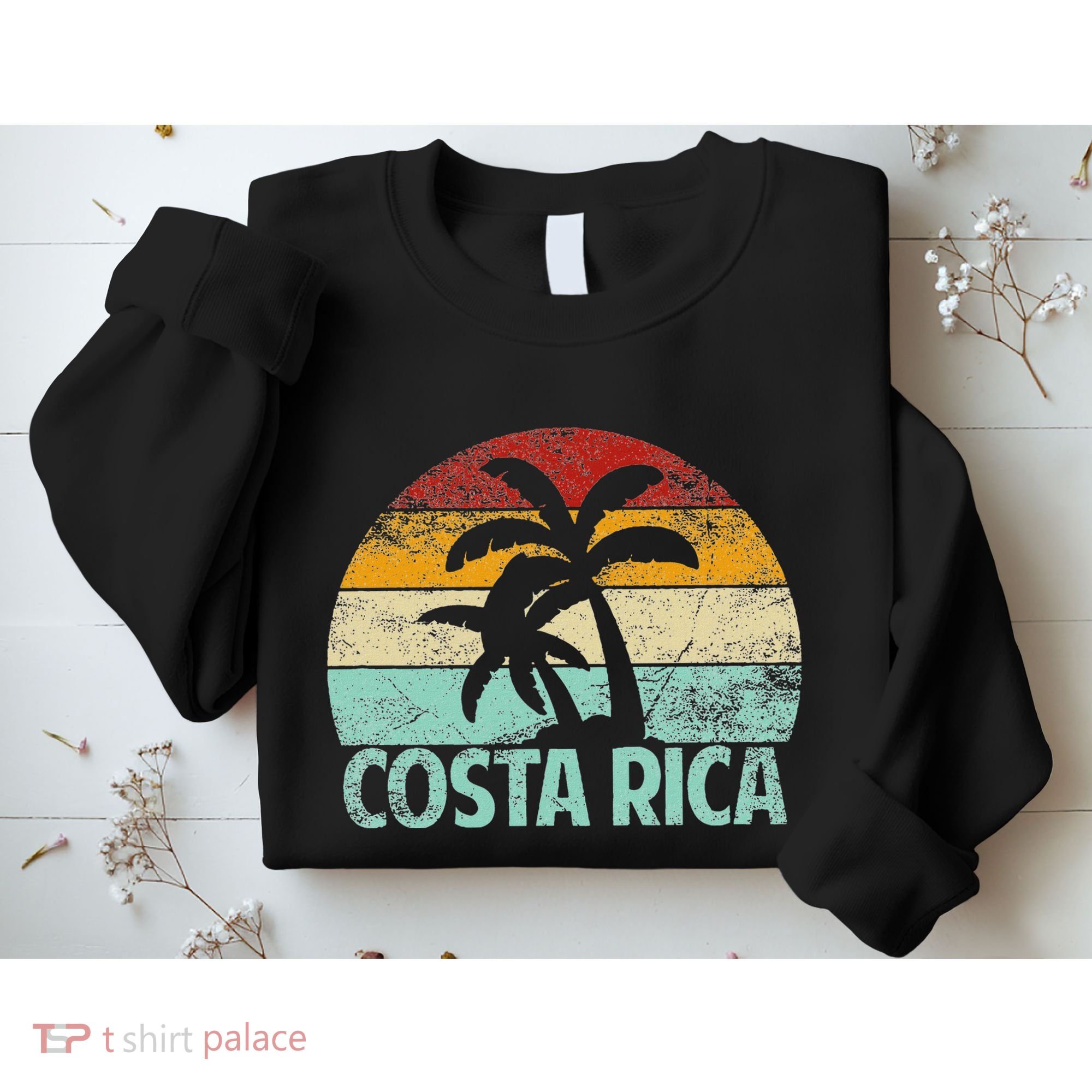 Costa Rica Beach Sunset Palm Tree Retro Vacation Costa Rica Sweatshirt