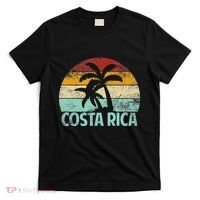 Costa Rica Beach Sunset Palm Tree Retro Vacation Costa Rica T-Shirt thumb 0
