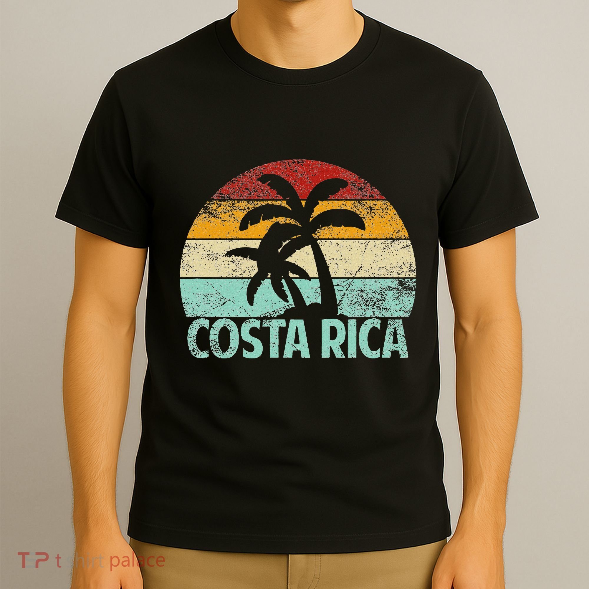 Costa Rica Beach Sunset Palm Tree Retro Vacation Costa Rica T-Shirt