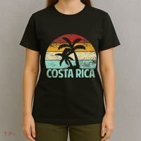 Costa Rica Beach Sunset Palm Tree Retro Vacation Costa Rica T-Shirt thumb 4