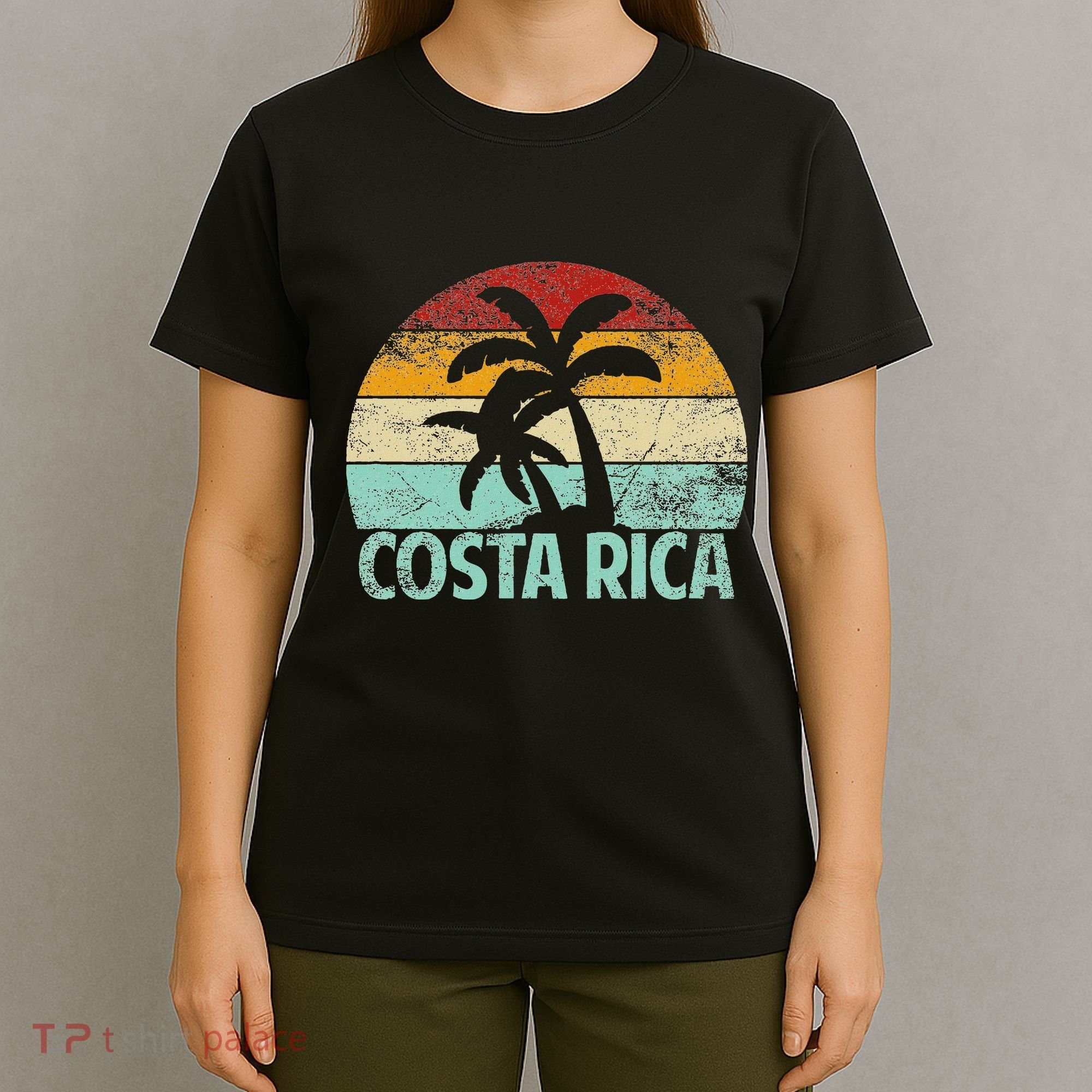 Costa Rica Beach Sunset Palm Tree Retro Vacation Costa Rica T-Shirt