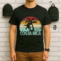 Costa Rica Beach Sunset Palm Tree Retro Vacation Costa Rica T-Shirt thumb 6