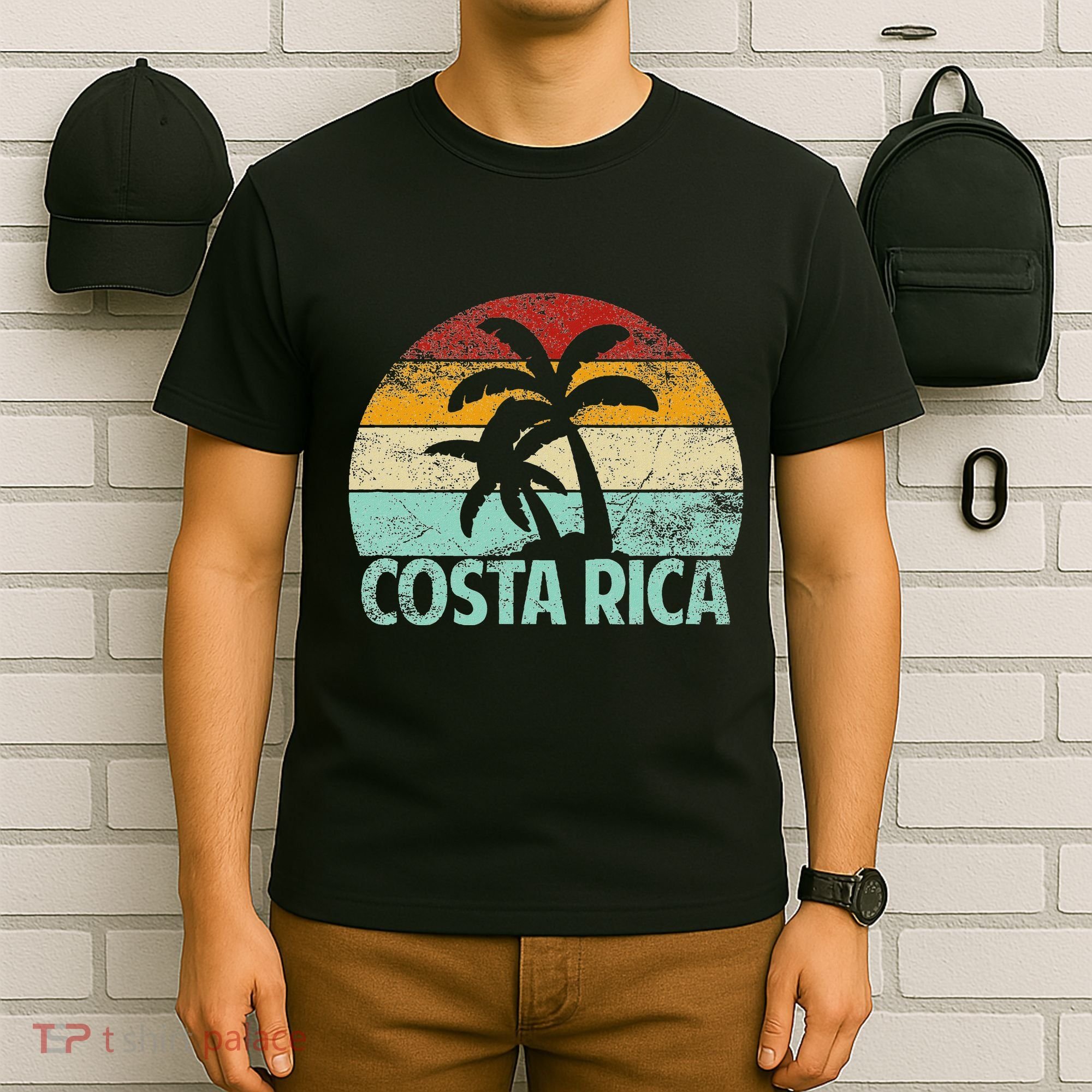 Costa Rica Beach Sunset Palm Tree Retro Vacation Costa Rica T-Shirt