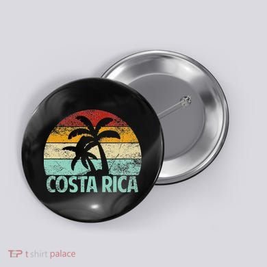 Costa Rica Beach Sunset Palm Tree Retro Vacation Costa Rica Button