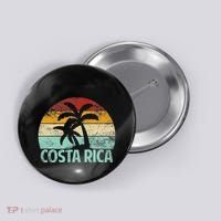 Costa Rica Beach Sunset Palm Tree Retro Vacation Costa Rica Button thumb 0