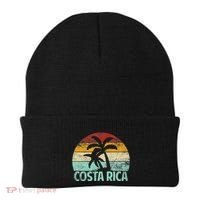 Costa Rica Beach Sunset Palm Tree Retro Vacation Costa Rica Beanie thumb 0