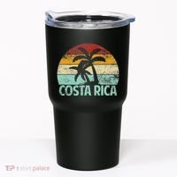 Costa Rica Beach Sunset Palm Tree Retro Vacation Costa Rica Tumbler thumb 0