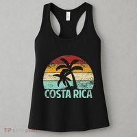 Costa Rica Beach Sunset Palm Tree Retro Vacation Costa Rica Women's Tank Top thumb 3