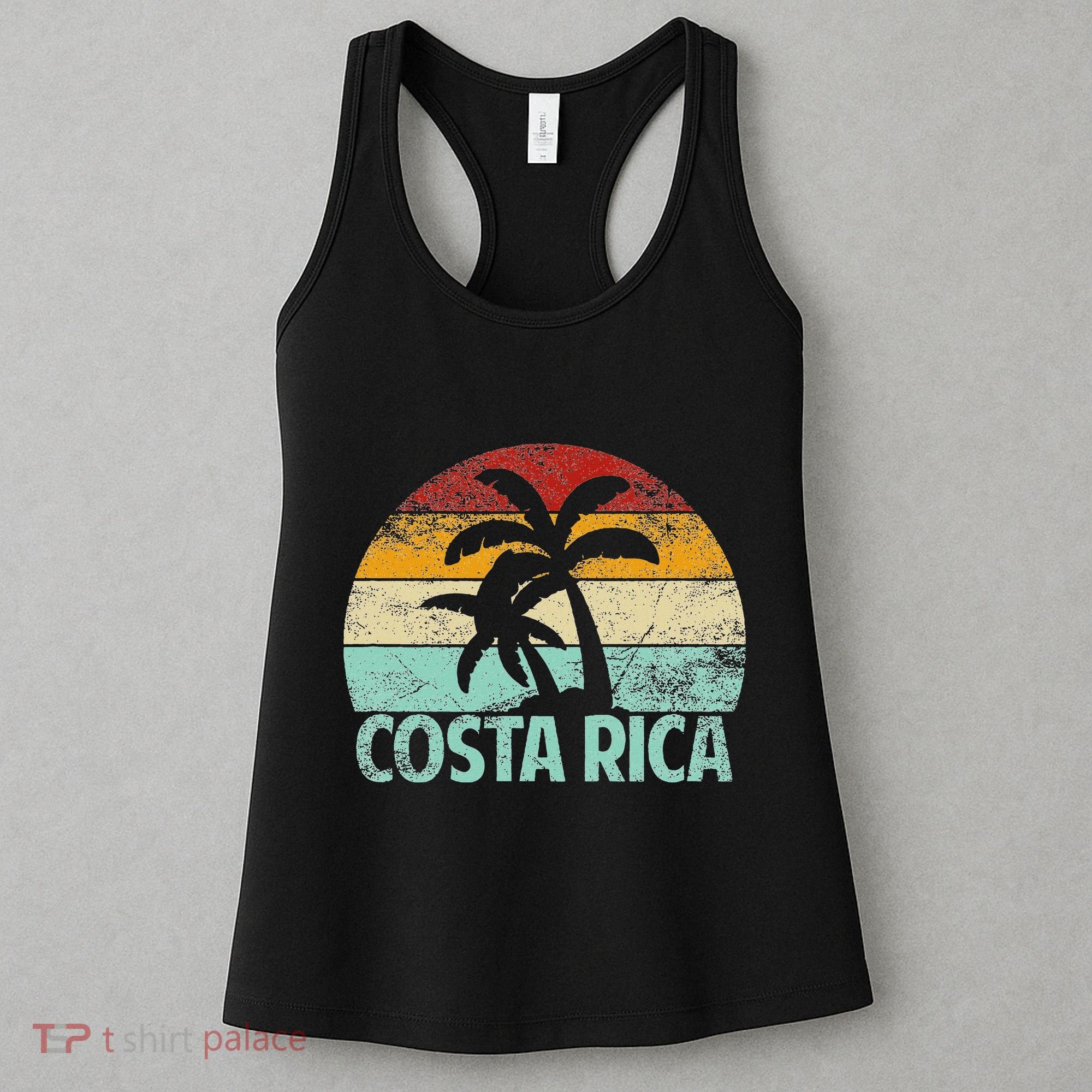 Costa Rica Beach Sunset Palm Tree Retro Vacation Costa Rica Women's Tank Top