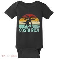 Costa Rica Beach Sunset Palm Tree Retro Vacation Costa Rica Baby Bodysuit thumb 0