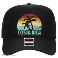 Costa Rica Beach Sunset Palm Tree Retro Vacation Costa Rica Hat thumb 0