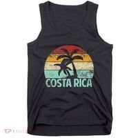 Costa Rica Beach Sunset Palm Tree Retro Vacation Costa Rica Tank Top thumb 0