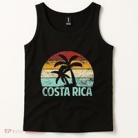 Costa Rica Beach Sunset Palm Tree Retro Vacation Costa Rica Tank Top thumb 2