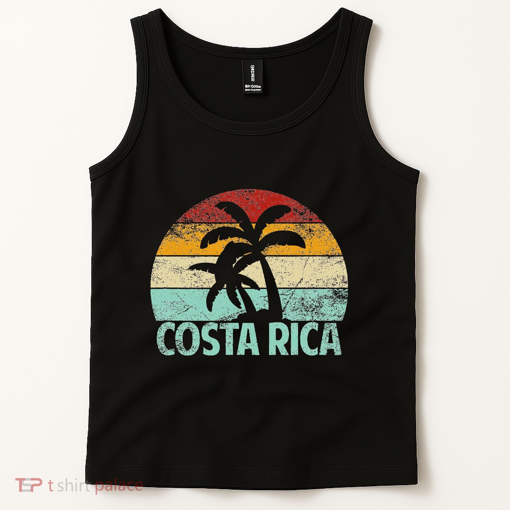 Costa Rica Beach Sunset Palm Tree Retro Vacation Costa Rica Tank Top