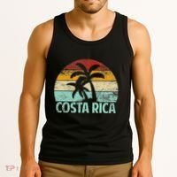 Costa Rica Beach Sunset Palm Tree Retro Vacation Costa Rica Tank Top thumb 3