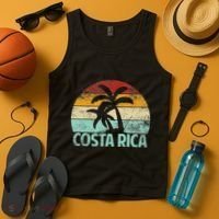 Costa Rica Beach Sunset Palm Tree Retro Vacation Costa Rica Tank Top thumb 4