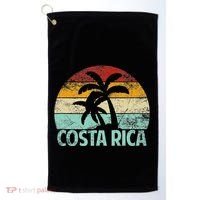 Costa Rica Beach Sunset Palm Tree Retro Vacation Costa Rica Golf Towel thumb 0