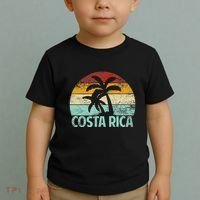 Costa Rica Beach Sunset Palm Tree Retro Vacation Costa Rica Toddler T-Shirt thumb 2