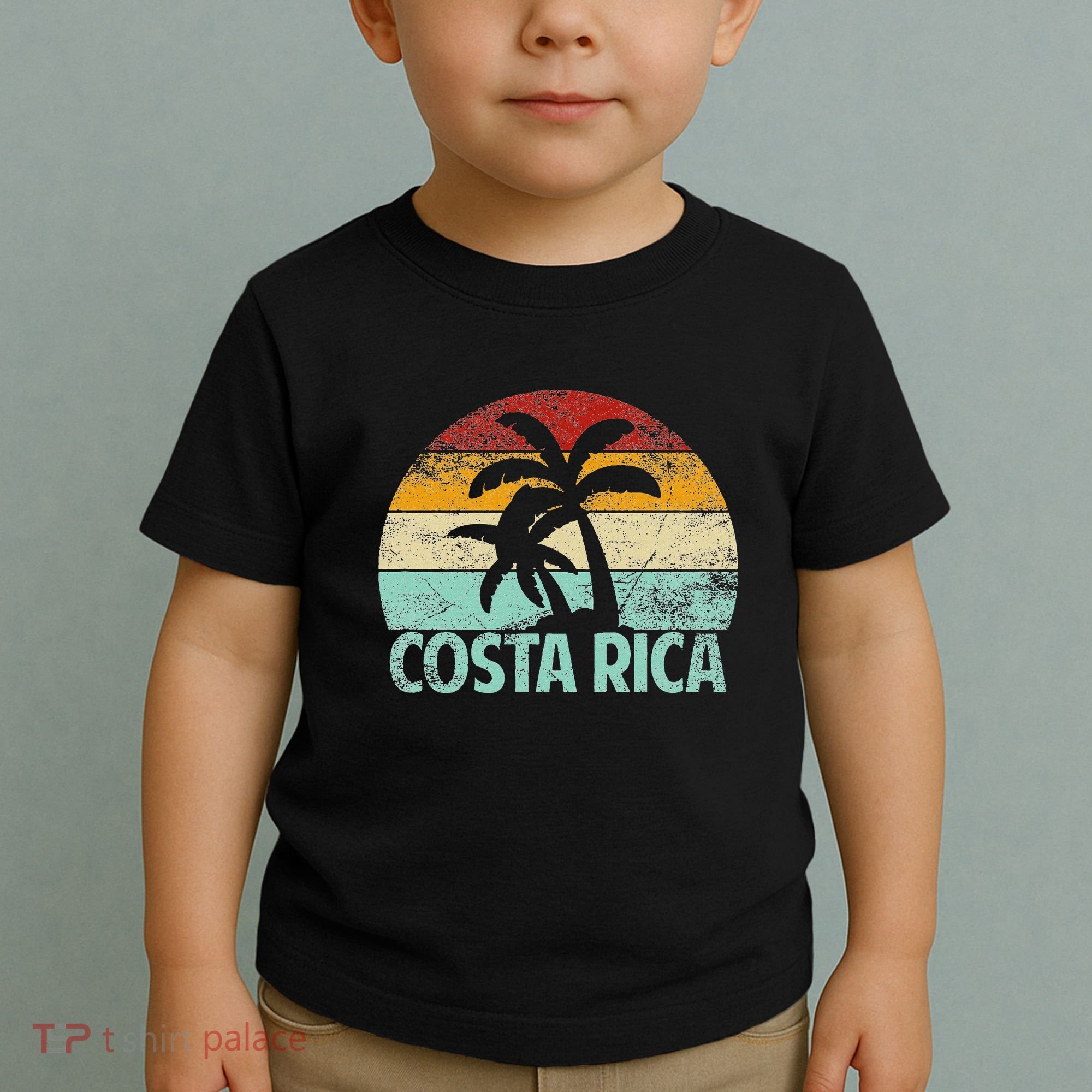 Costa Rica Beach Sunset Palm Tree Retro Vacation Costa Rica Toddler T-Shirt