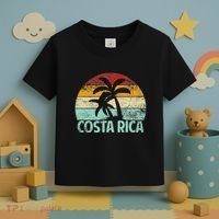 Costa Rica Beach Sunset Palm Tree Retro Vacation Costa Rica Toddler T-Shirt thumb 3