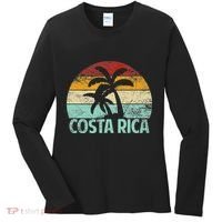 Costa Rica Beach Sunset Palm Tree Retro Vacation Costa Rica Women's Long Sleeve Shirt thumb 0