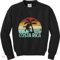 Costa Rica Beach Sunset Palm Tree Retro Vacation Costa Rica Kids Sweatshirt thumb 0
