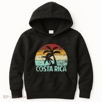 Costa Rica Beach Sunset Palm Tree Retro Vacation Costa Rica Kids Hoodie thumb 0