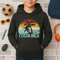 Costa Rica Beach Sunset Palm Tree Retro Vacation Costa Rica Kids Hoodie thumb 2