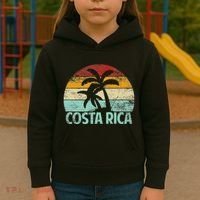 Costa Rica Beach Sunset Palm Tree Retro Vacation Costa Rica Kids Hoodie thumb 3