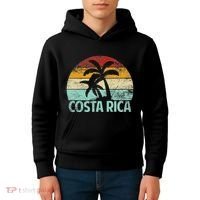 Costa Rica Beach Sunset Palm Tree Retro Vacation Costa Rica Kids Hoodie thumb 4