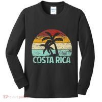 Costa Rica Beach Sunset Palm Tree Retro Vacation Costa Rica Kids Long Sleeve Shirt thumb 0