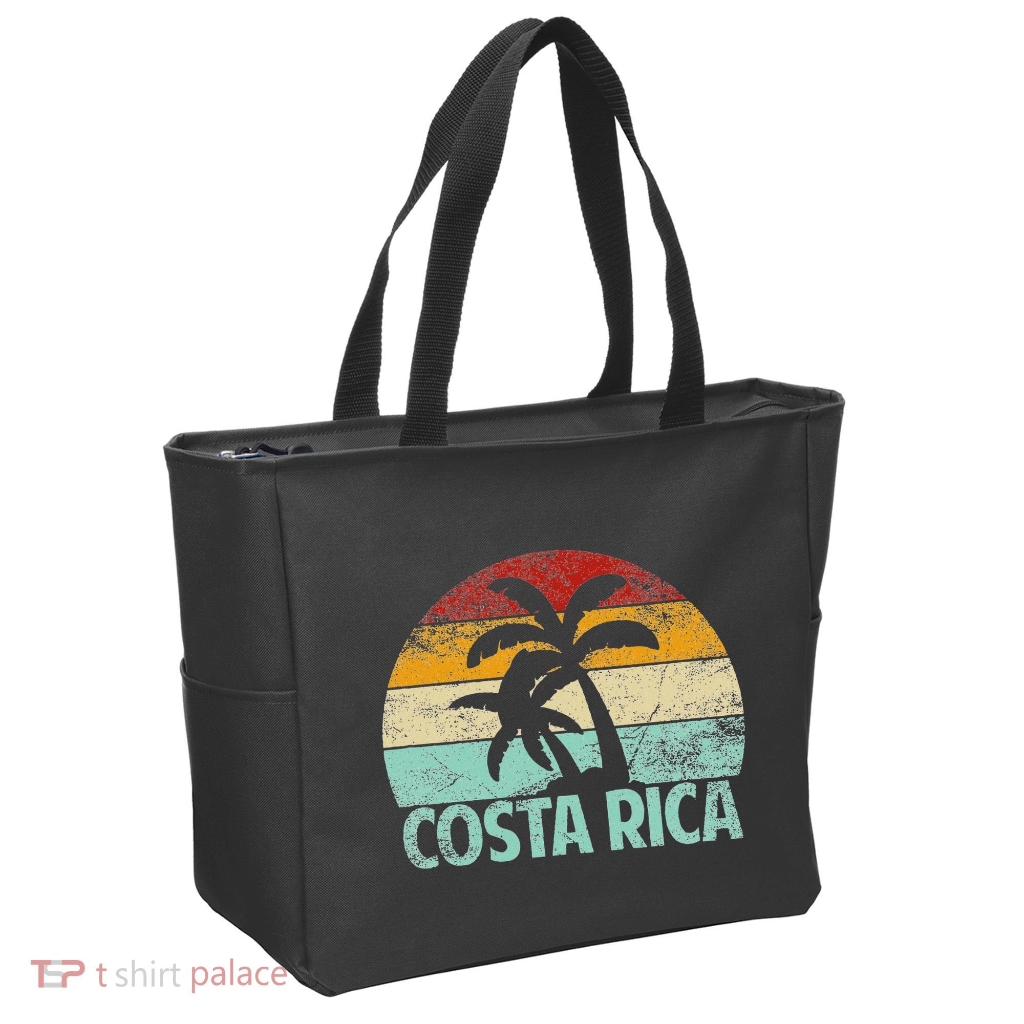 Costa Rica Beach Sunset Palm Tree Retro Vacation Costa Rica Tote Bag